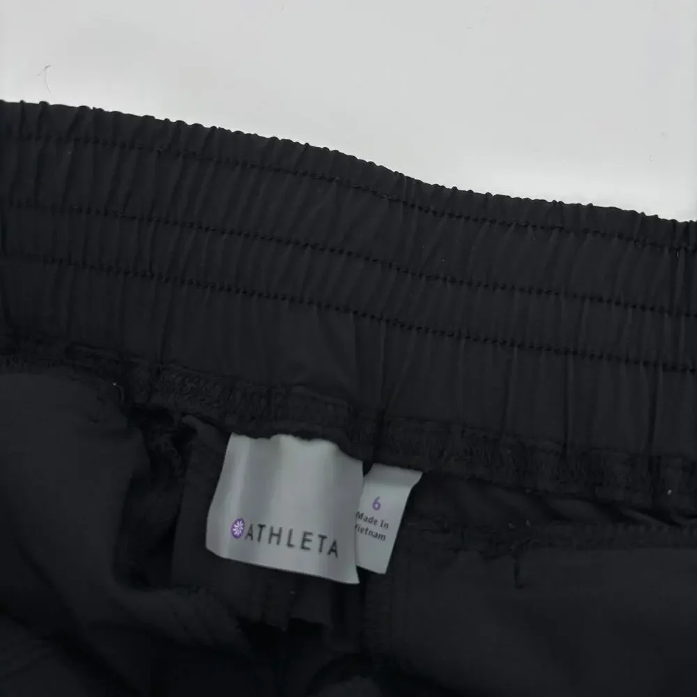 Athleta La Viva Capri Pants 6 Black‎ Ruched Gym Training Workout Athleisure